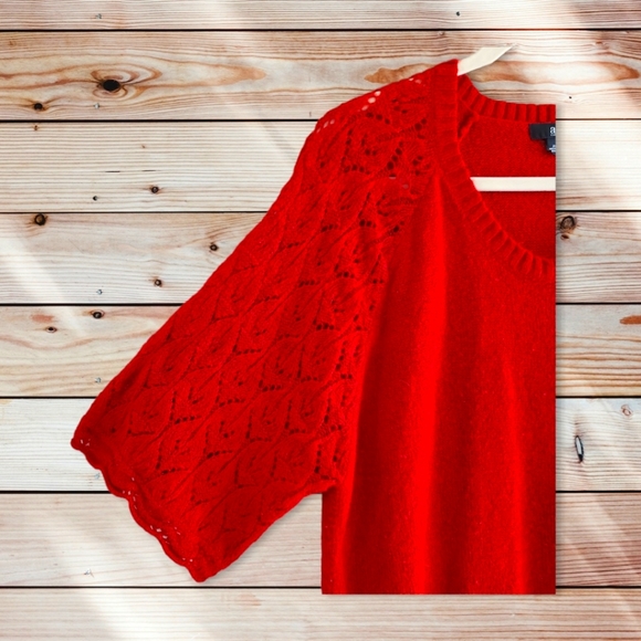 A.N.A. Open Weave 3/4 Kimono Sleeve Red Sweater 3X - Picture 3 of 7